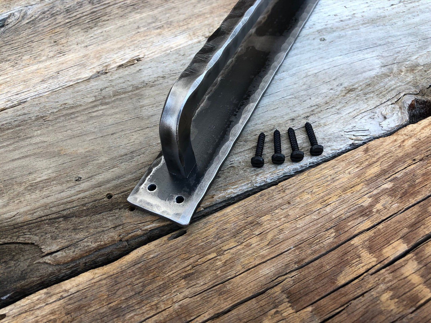 Barn door handles. Hand hammered texture. Rustic, industrial, studio.