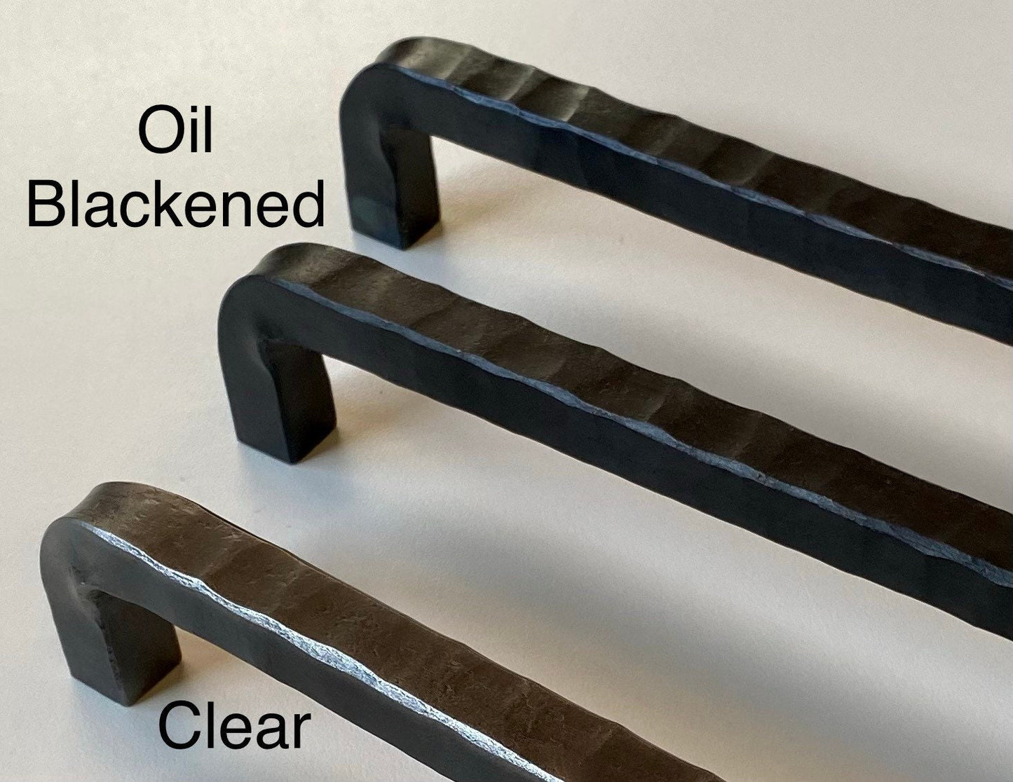 Hand forged hammered cabinet pulls. Farmhouse, industrial, modern, studio, and rustic pulls
