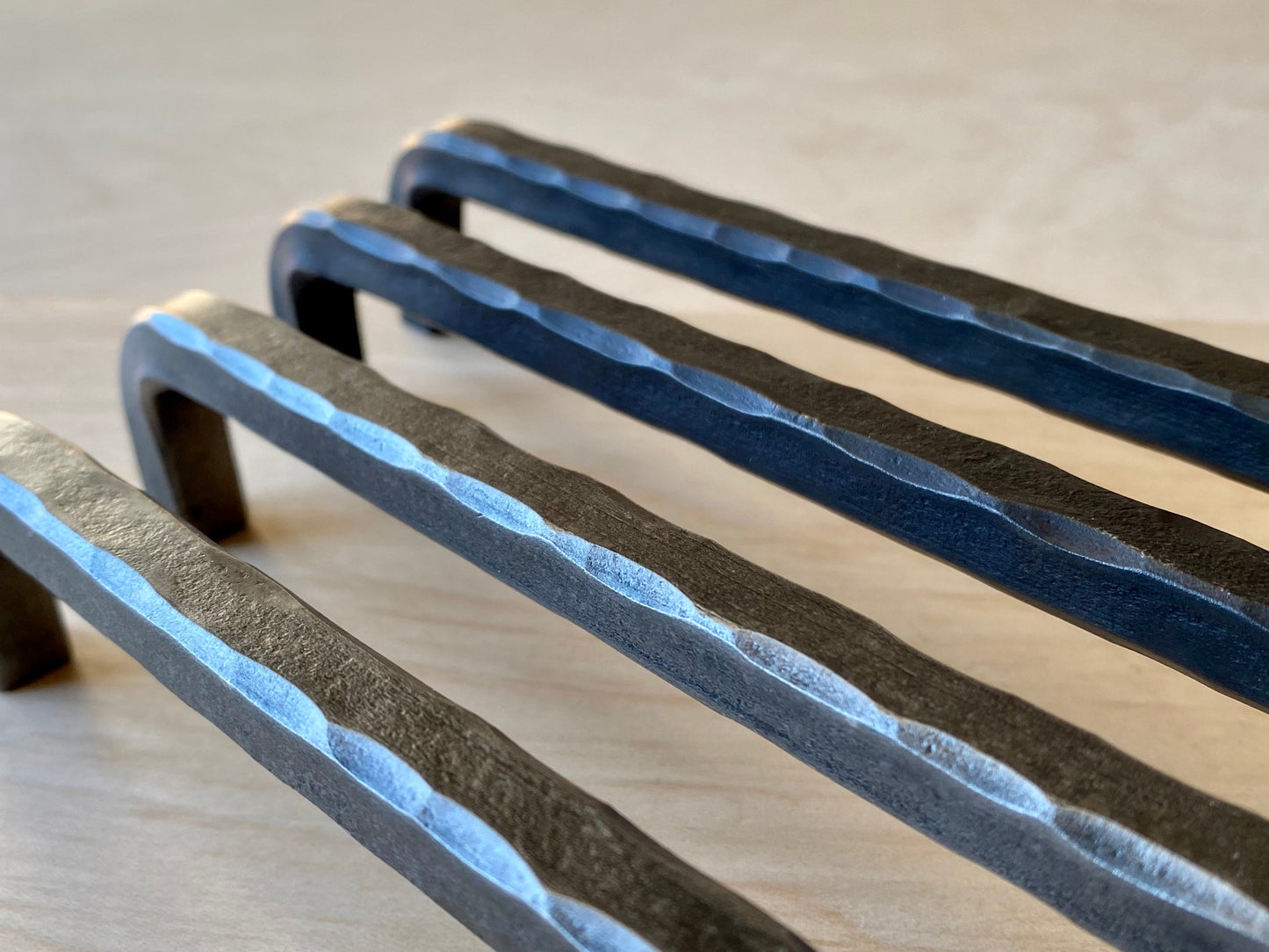 Hand forged hammered cabinet pulls. Farmhouse, industrial, modern, studio and, rustic pulls.