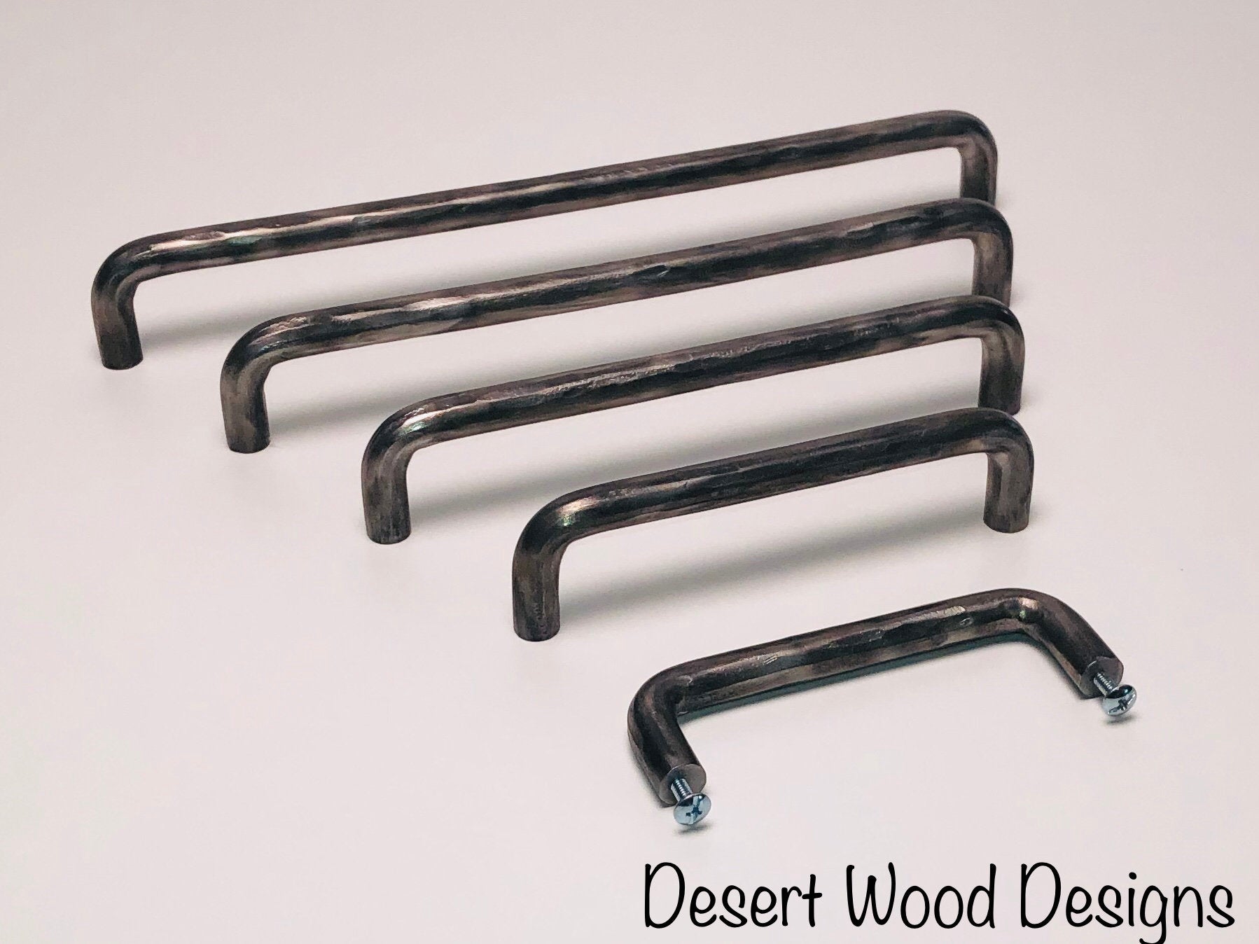 Hand forged hammered cabinet pulls. Farmhouse, Studio, Modern, and Rustic