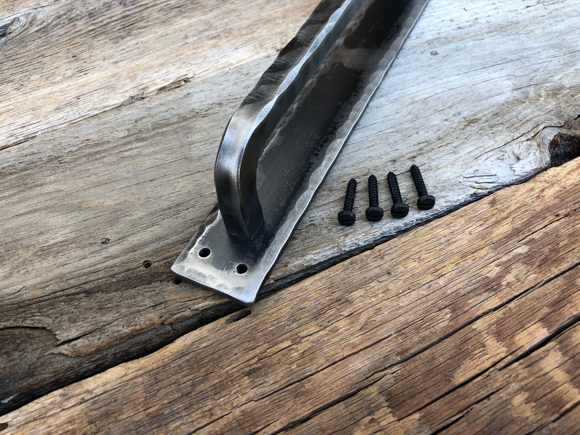 Barn door handles. Hand hammered texture. Rustic, industrial, studio.